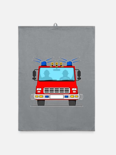Fire engine without lettering - Organic dish towel - grey - Front