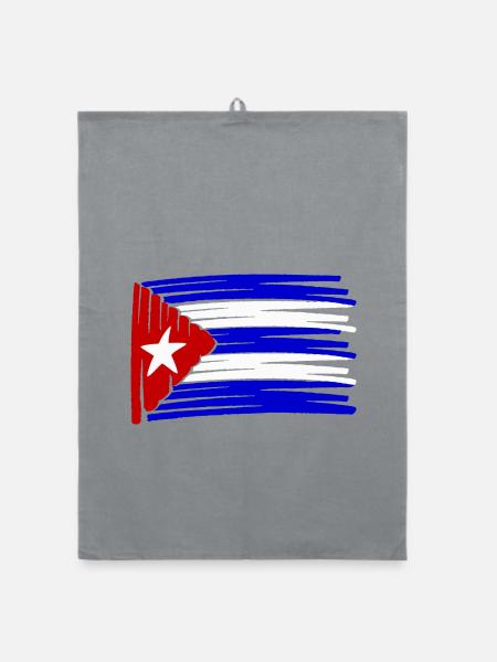 Kuba Flag Flagge painted gemalt Latino - Organic Geschirrtuch - Grau - Vorne