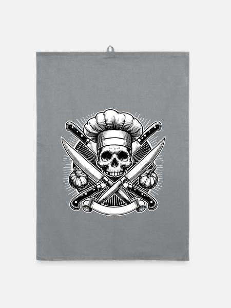 Chef Skull Logo - Organic dish towel - grey - Front