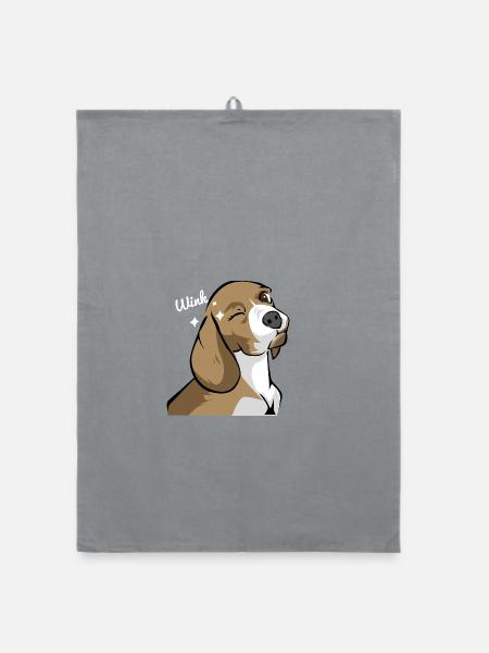 Verschmitzter Beagle Hundeliebe - Organic Geschirrtuch - Grau