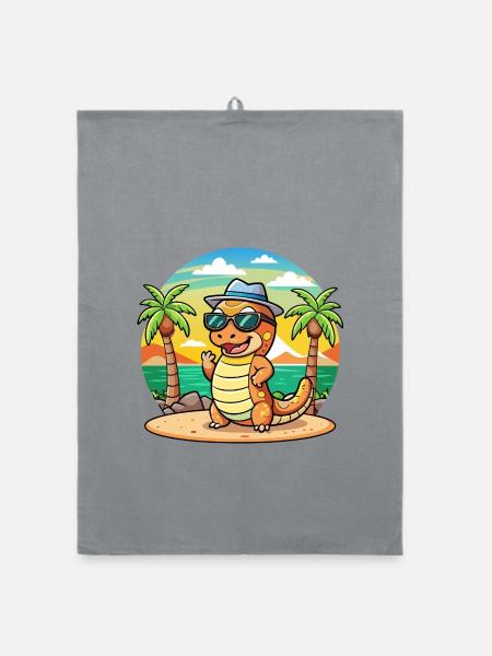 Anaconda Lustige Cartoon Sommer Strand Sonnenbrille - Organic Geschirrtuch - Grau - Vorne