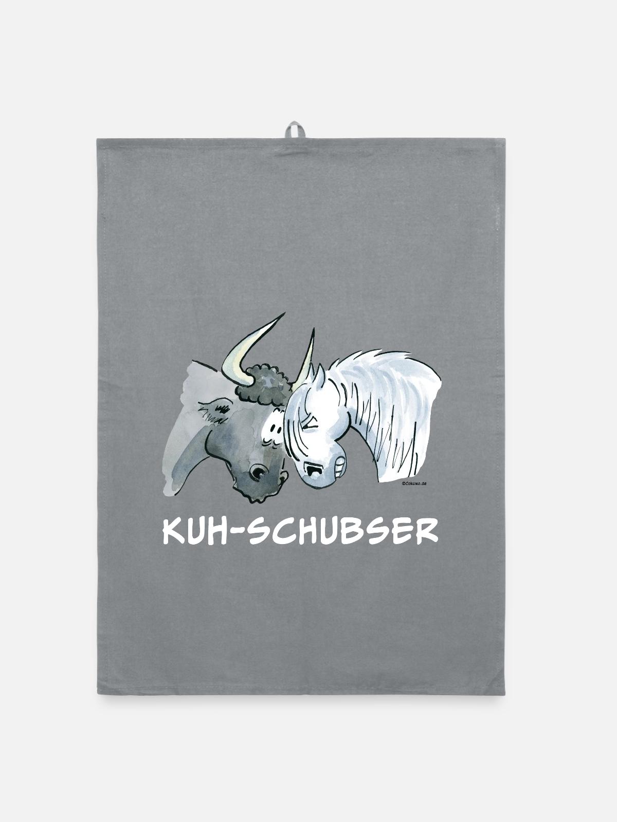 Kuh-Schubser (Working Equitation) - Organic Geschirrtuch - Grau - Vorne