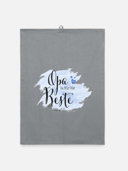 Grand-père, tu es le meilleur du monde - Torchon bio - bruyère - Devant