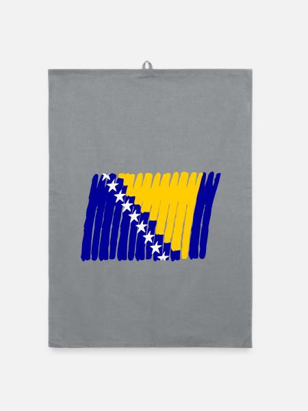 Bosnien Flag Flagge painted gemalt Star Sterne - Organic Geschirrtuch - Grau - Vorne