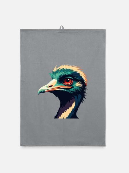 Emu Cartoon Figur Buntes Haustier Tier - Organic Geschirrtuch - Grau - Vorne