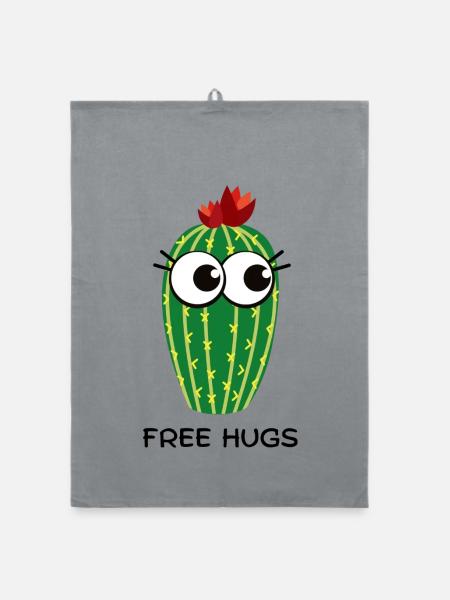 free hugs cactus - Organic Geschirrtuch - Grau - Vorne