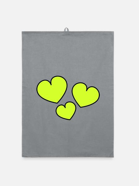 ICH LIEBE DICH. ICH LIEBE DICH. LIEBE. LIEBE. HERZ - Organic Geschirrtuch - Grau - Vorne