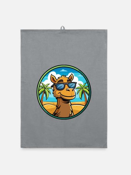 Camel Drôle Dessin Animé Plage D’été Lunettes De Soleil Cool - Torchon bio - bruyère