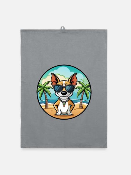 Decker Rat Terrier Hunderasse Cartoon Sonnenbrille - Organic Geschirrtuch - Grau - Vorne