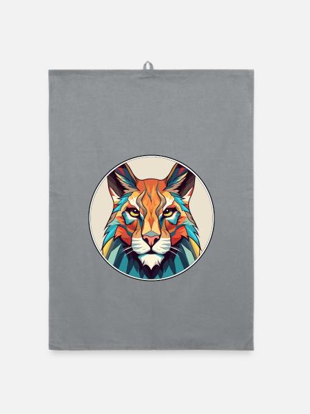 Luchs Buntes Cartoon-Kawaii-Tier - Organic Geschirrtuch - Grau