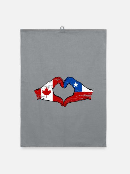 Kanada Chile Flagge Hände Herzform used - Organic Geschirrtuch - Grau