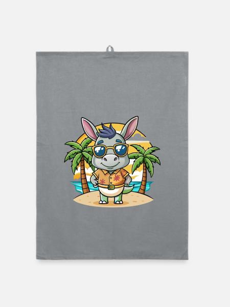 Esel Lustige Cartoon Sommer Strand Sonnenbrille - Organic Geschirrtuch - Grau - Vorne