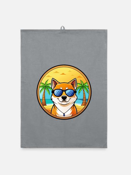 Shih Poo Hunderasse Cartoon Sonnenbrille Strand - Organic Geschirrtuch - Grau - Vorne