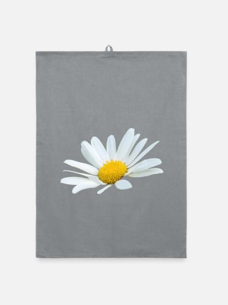 Margerite Gänseblume weiße Blume Margeriten - Organic Geschirrtuch - Grau - Vorne