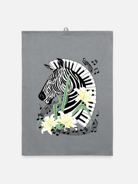 Klavier Zebra Piano Lilien Musik Keyboard Flügel - Organic Geschirrtuch - Grau