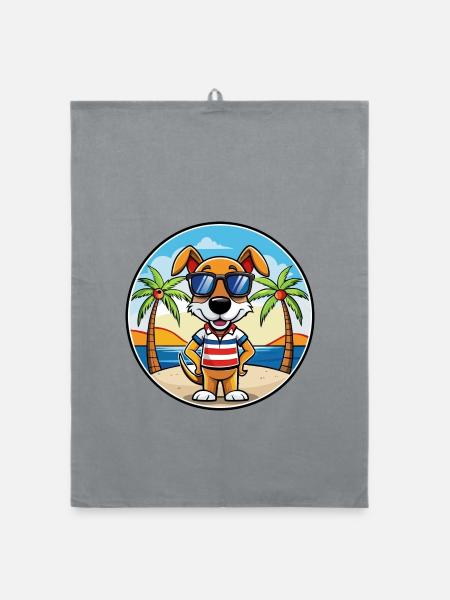 Französische Tricolor Hound Rasse Cartoon Sonnenbrille - Organic Geschirrtuch - Grau - Vorne
