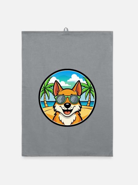 Skandinavische Hunderasse Cartoon Sonnenbrille Strand - Organic Geschirrtuch - Grau - Vorne