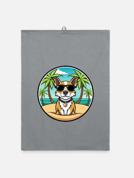 Braque Auvergne Hunderasse Cartoon Sonnenbrille Strand - Organic Geschirrtuch - Grau - Vorne