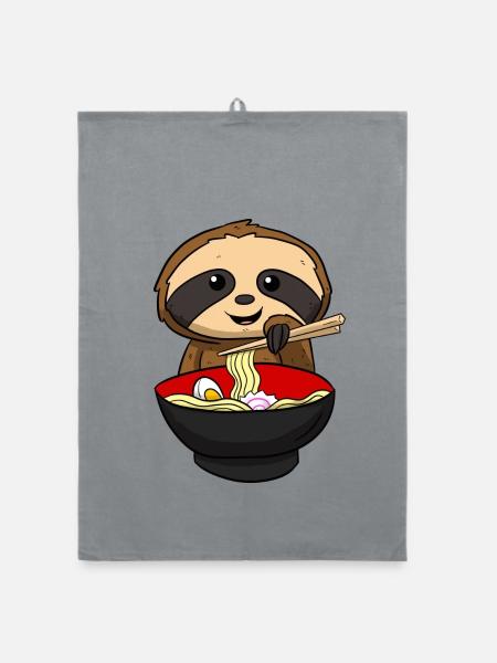 Ramen Faultier Otaku - Organic Geschirrtuch - Grau - Vorne