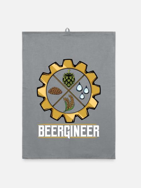 Beergineer Brau-Gear Emblem - Organic Geschirrtuch - Grau - Vorne