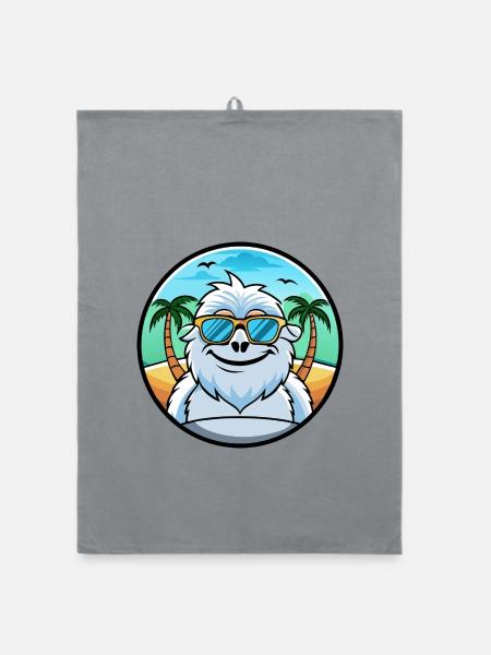 Yeti Lustige Cartoon Sommer Strand Sonnenbrille Aufkleber - Organic Geschirrtuch - Grau - Vorne
