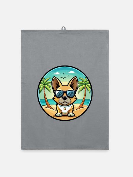 Braque Français Chien Race Dessin Animé Lunettes de Soleil Plage - Torchon bio - bruyère - Devant