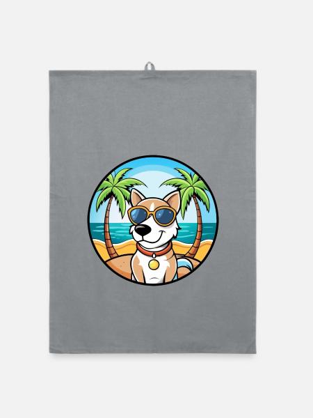Ariege Pointer Hund Rasse Cartoon Sonnenbrille Strand - Organic Geschirrtuch - Grau - Vorne