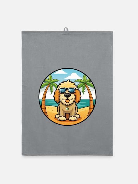Spanish Water Dog Breed Cartoon Sunglasses Beach - Organic dish towel - grey - Front
