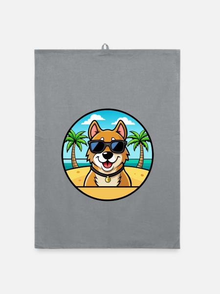 Alano Español Hunderasse Cartoon Sonnenbrille Strand - Organic Geschirrtuch - Grau - Vorne