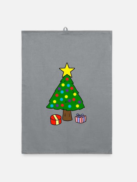 Weihnachtsbaum - Organic Geschirrtuch - Grau - Vorne