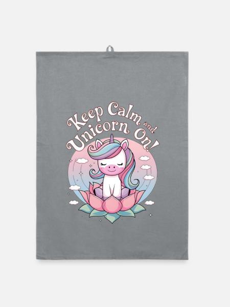 Keep Calm And Unicorn On! - Organic dish towel - grey - Front