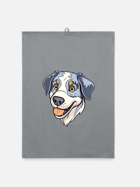 Moskauer Wachhund Rasse Cartoon Kawaii Illustrat - Organic Geschirrtuch - Grau - Vorne