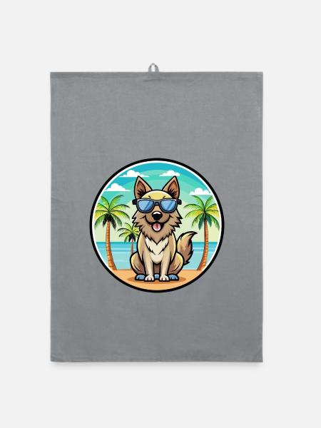 Karpatenschäferhund Hunderasse Cartoon Sonnenbrille - Organic Geschirrtuch - Grau - Vorne
