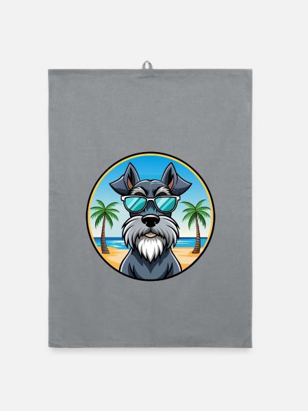 Riesenschnauzer Hunderasse Cartoon Sonnenbrille Strand - Organic Geschirrtuch - Grau - Vorne