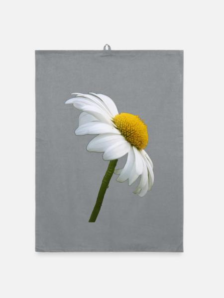 Margerite Gänseblume - Organic Geschirrtuch - Grau - Vorne