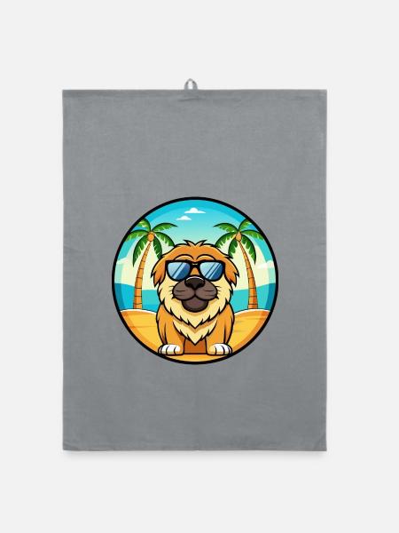 Tibetische Dogge Hunderasse Cartoon Sonnenbrille Strand - Organic Geschirrtuch - Grau - Vorne