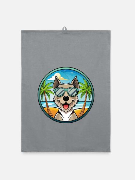 Gull Terrier Chien Race Dessin Animé Lunettes De Soleil Plage - Torchon bio - bruyère - Devant