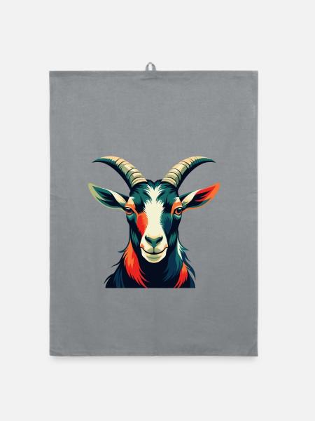 Ziege Cartoon Figur Buntes Haustier Tier - Organic Geschirrtuch - Grau - Vorne