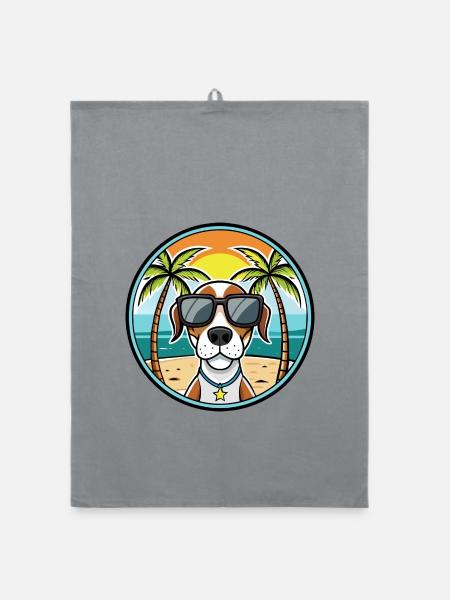 Burgos Pointer Dog Breed Cartoon Sunglasses Beach - Organic dish towel - grey - Front