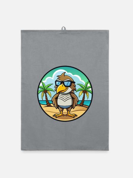 Hawk Lustige Cartoon Sommer Strand Sonnenbrille Aufkleber - Organic Geschirrtuch - Grau - Vorne