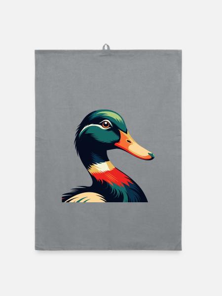 Personnage de dessin animé de canard Animal de compagnie coloré - Torchon bio - bruyère - Devant