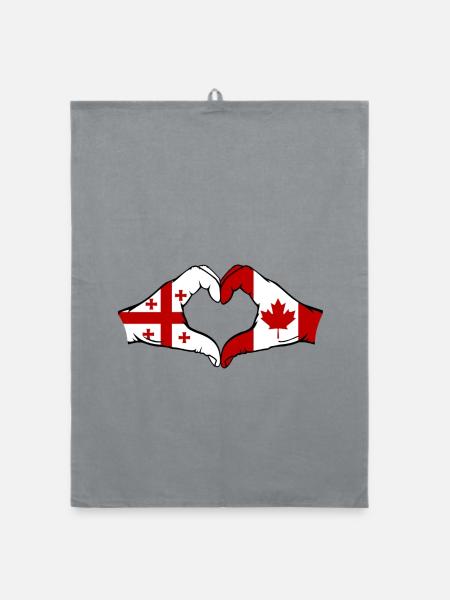 Georgien Kanada Flagge Haende Herzform - Organic Geschirrtuch - Grau