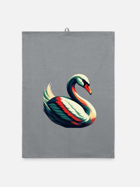 Cygne Personnage De Dessin Animé Animal De Compagnie Coloré - Torchon bio - bruyère - Devant