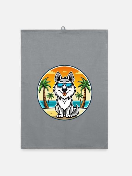 Karpatenschäferhund Hunderasse Cartoon Sonnenbrille - Organic Geschirrtuch - Grau - Vorne