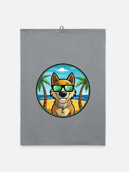 Alano Español Hunderasse Cartoon Sonnenbrille Strand - Organic Geschirrtuch - Grau - Vorne