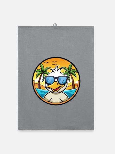 Ente Lustige Cartoon Sommer Strand Sonnenbrille Aufkleber - Organic Geschirrtuch - Grau - Vorne
