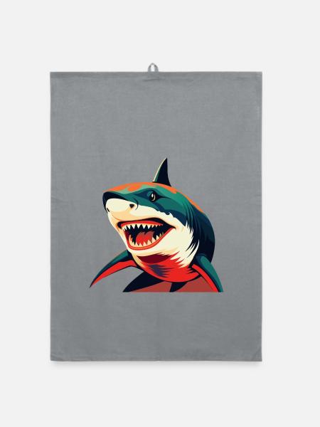 Requin Dessin Animé Personnage Animal De Compagnie Coloré - Torchon bio - bruyère - Devant