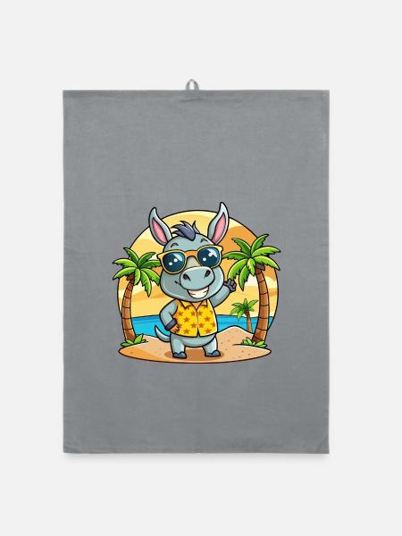 Esel Lustige Cartoon Sommer Strand Sonnenbrille - Organic Geschirrtuch - Grau - Vorne