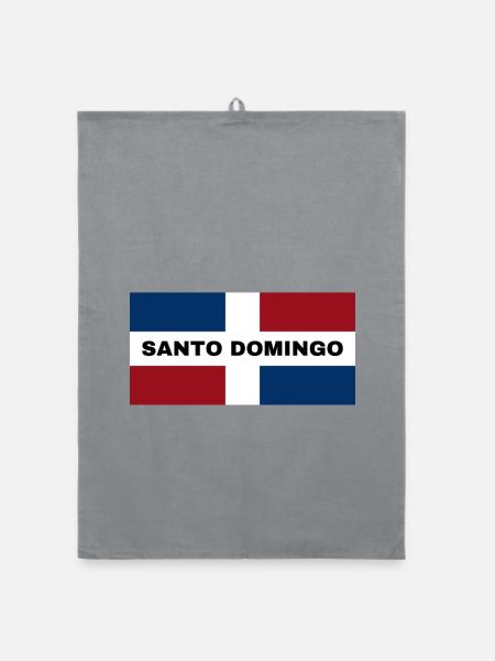 Ville de Saint-Domingue en République dominicaine Drapeau - Torchon bio - bruyère - Devant