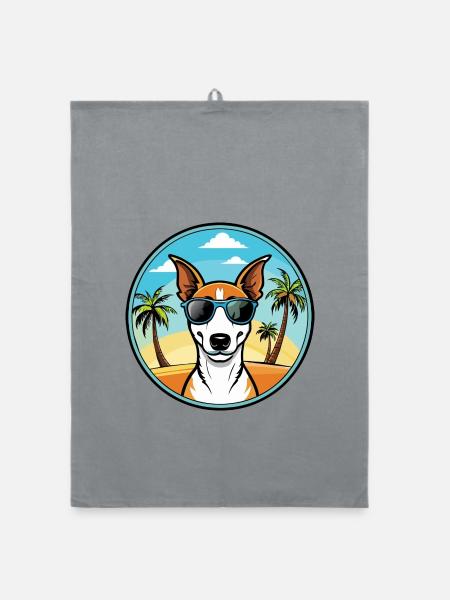 Smooth Fox Terrier Hunderasse Cartoon Sonnenbrille - Organic Geschirrtuch - Grau - Vorne